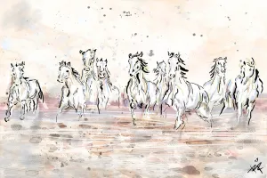 Horses Art Print, Equestrian Painting