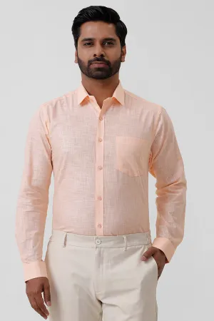 Indo Cotton - Orange Formal Shirts For Men | Ariser