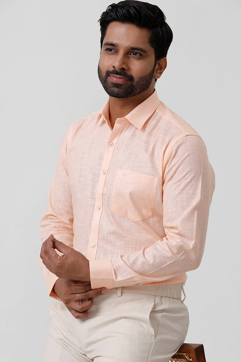 Indo Cotton - Orange Formal Shirts For Men | Ariser
