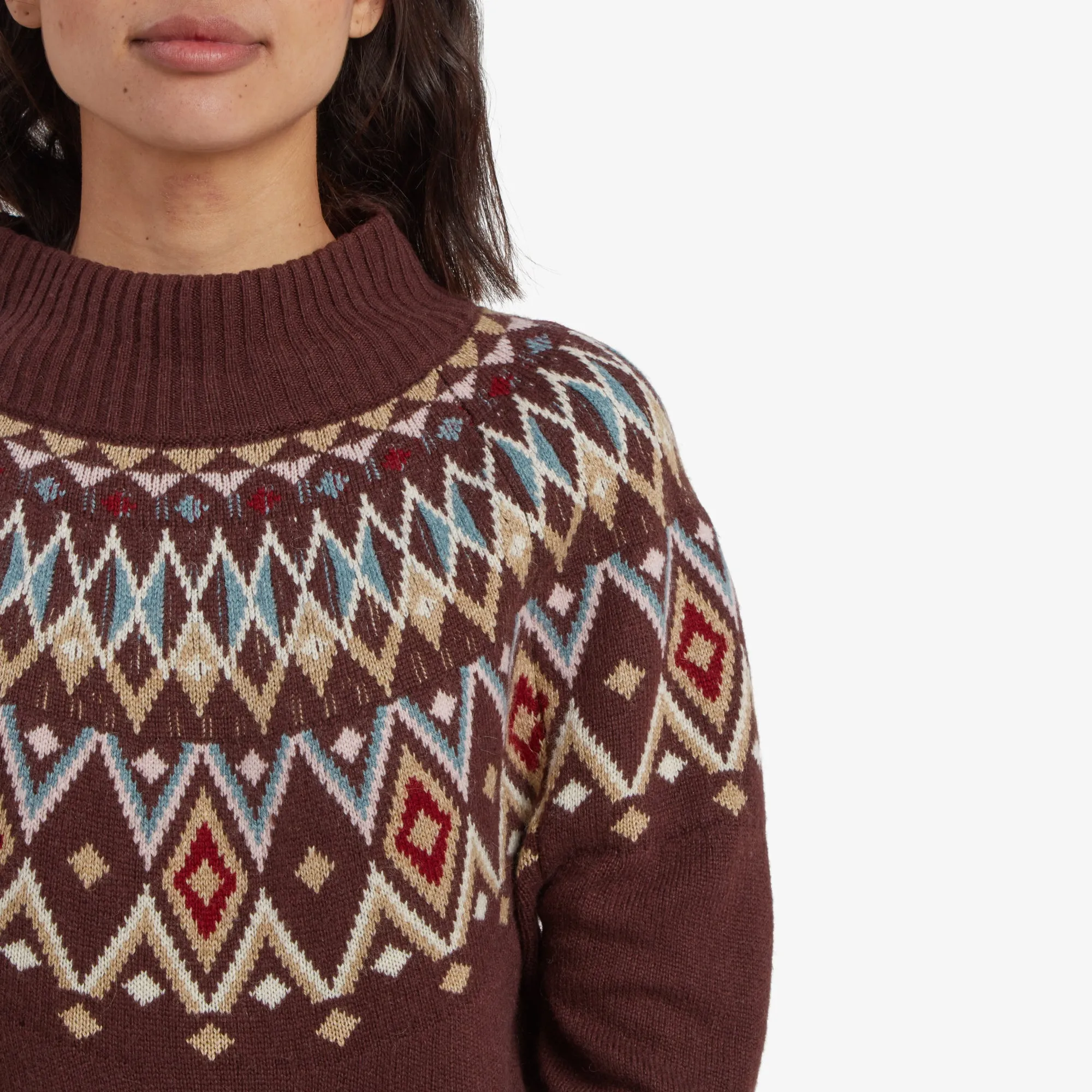 Indu Eco Mock Neck Sweater - Merlot