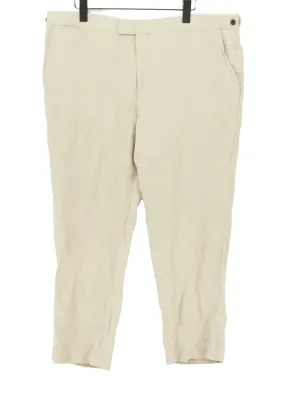 Jaeger Men's Suit Trousers W 42 in Cream Silk with Linen, Polyester