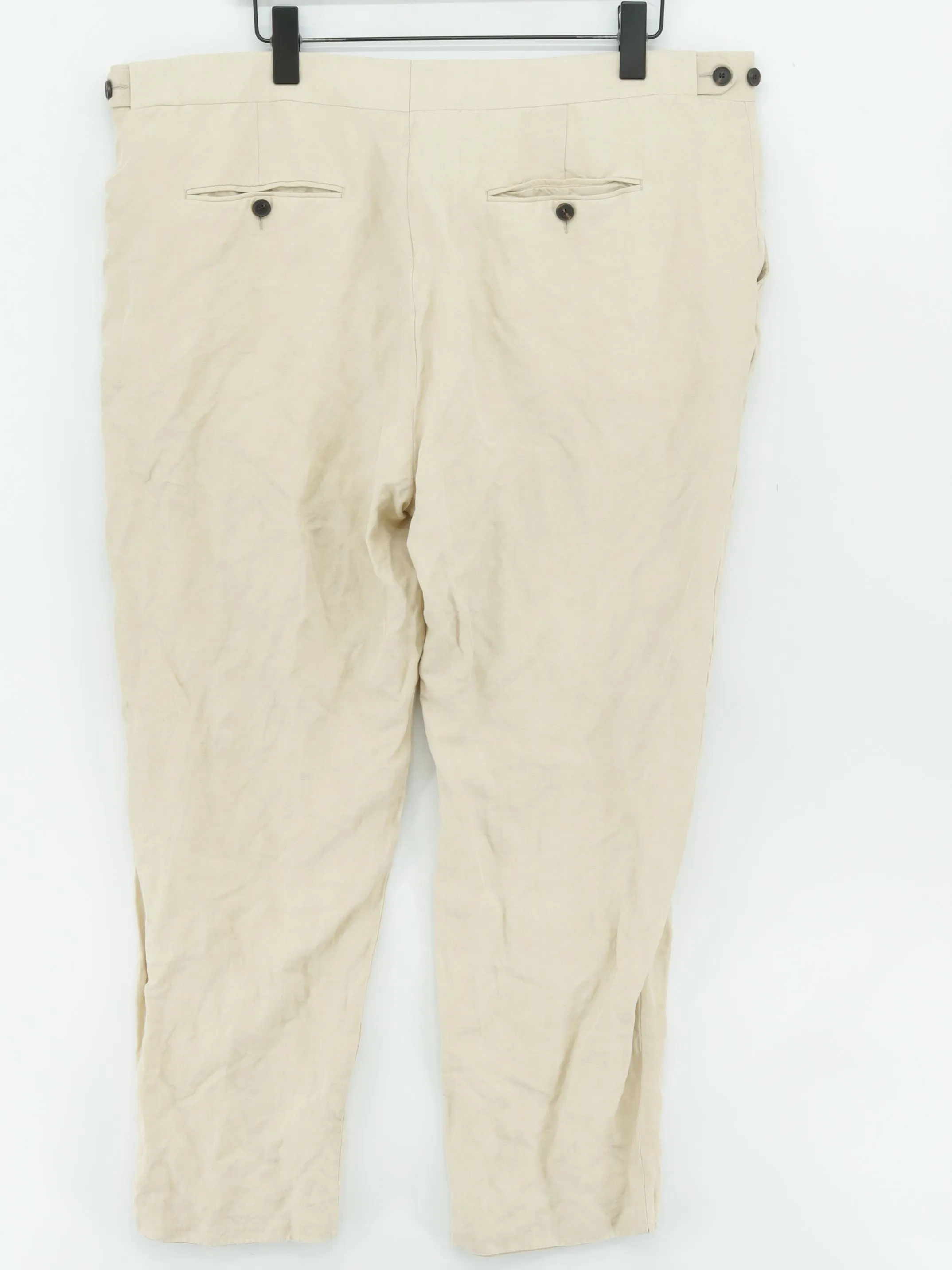 Jaeger Men's Suit Trousers W 42 in Cream Silk with Linen, Polyester