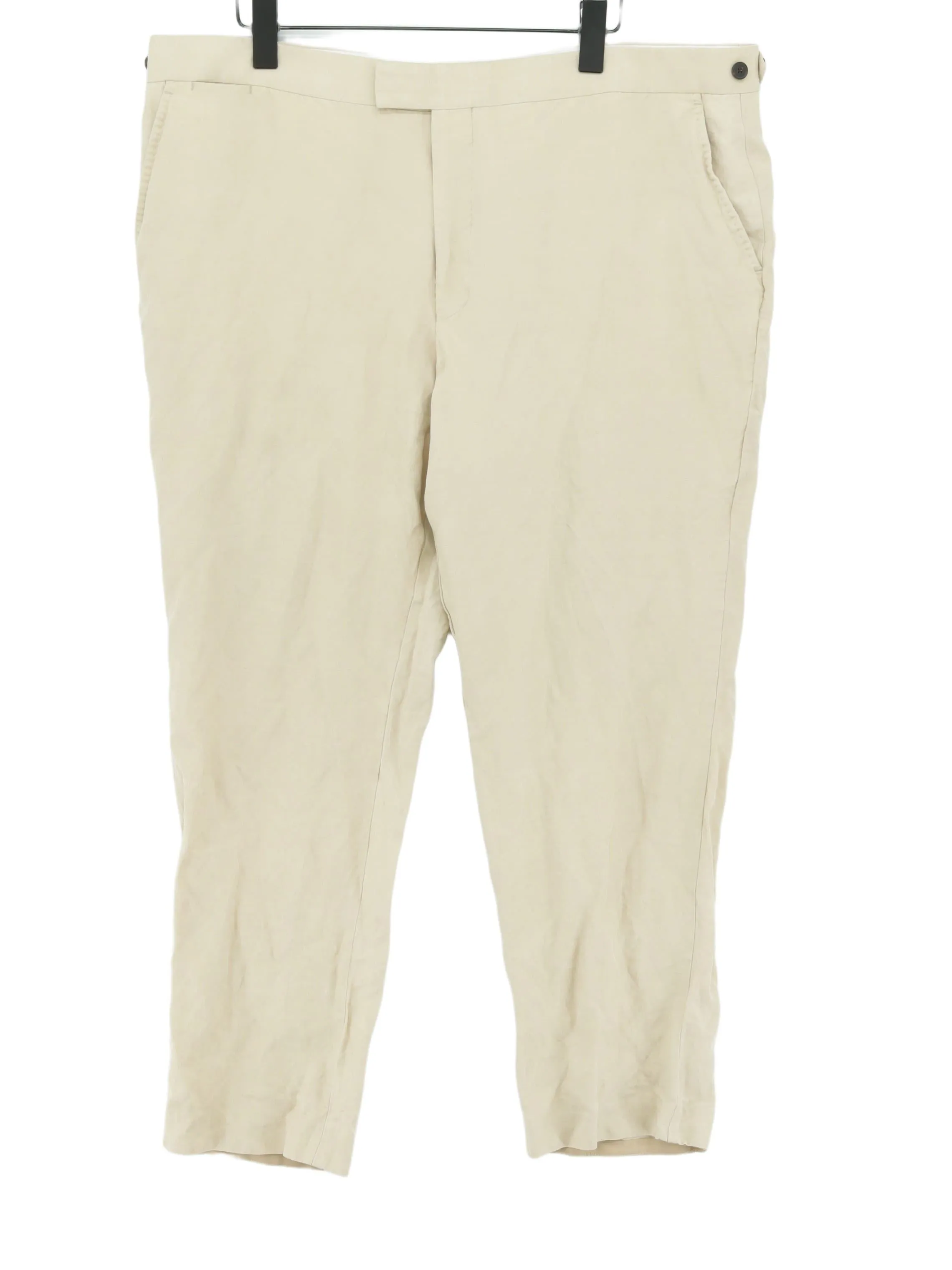 Jaeger Men's Suit Trousers W 42 in Cream Silk with Linen, Polyester