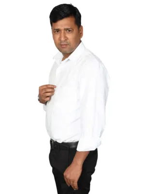 JUMP USA Men White Solid Cotton Formal Shirts