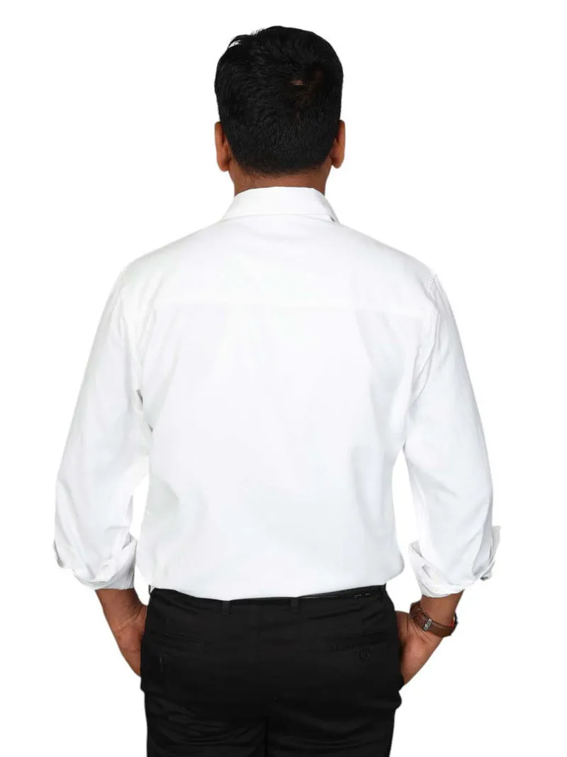 JUMP USA Men White Solid Cotton Formal Shirts
