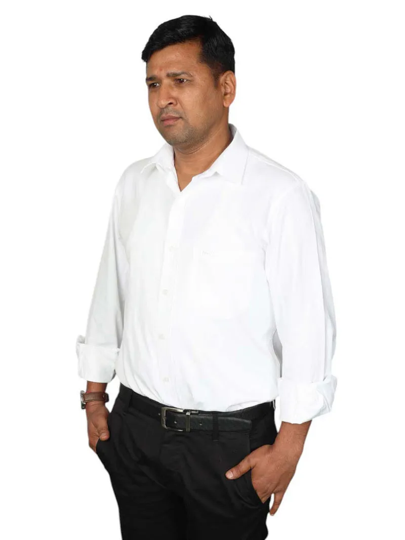 JUMP USA Men White Solid Cotton Formal Shirts