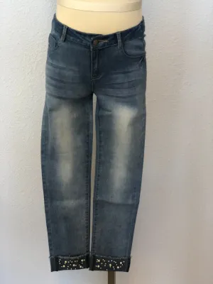 K PEARL CUFFED JEANS