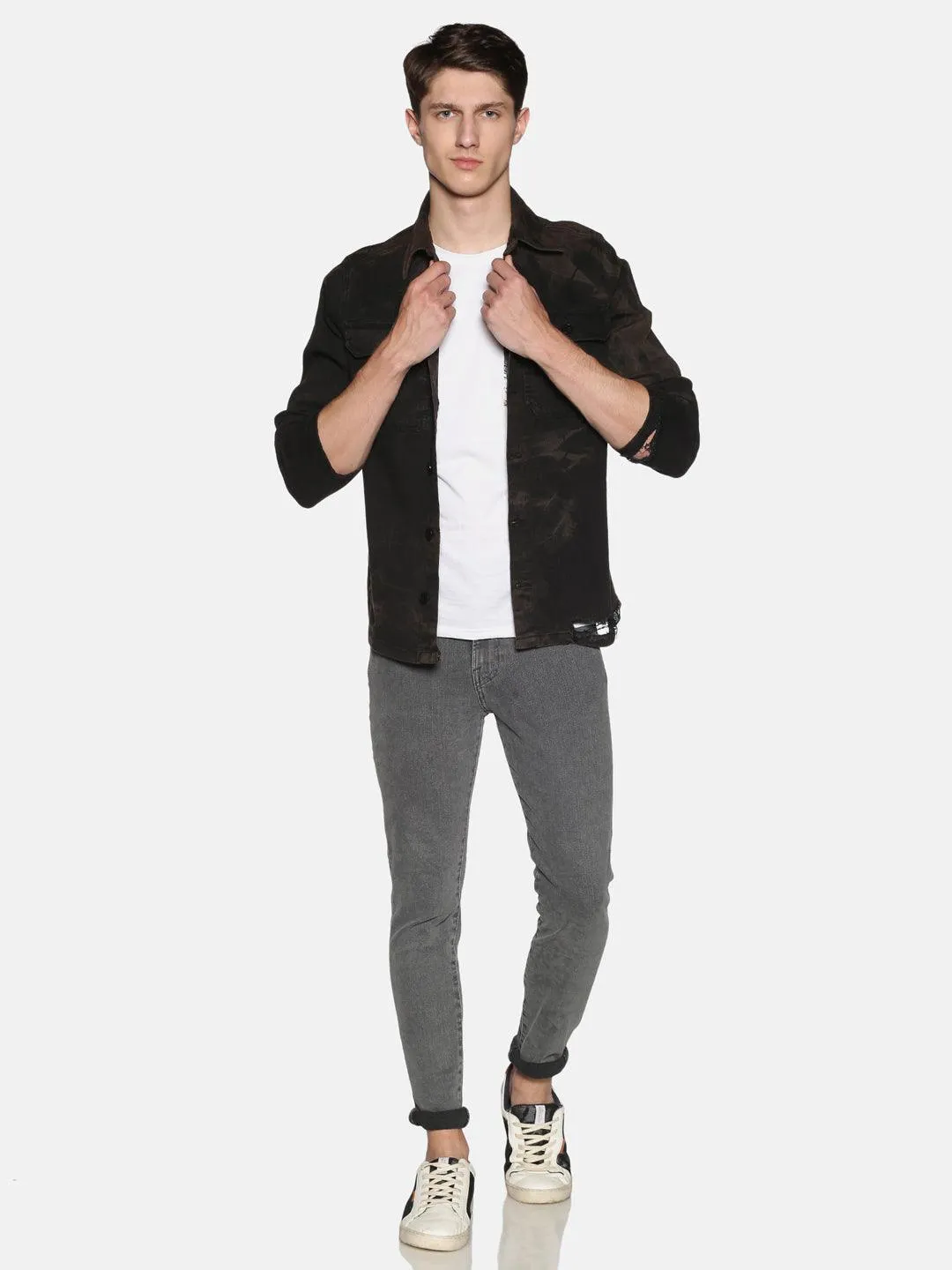 Kultprit Men's Full Sleeves Denim Jackets With Tie & Dye