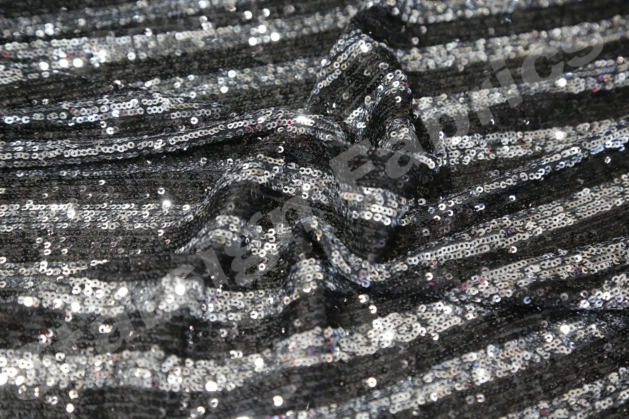 Leeds Style Striped Stretchy Sequined Embroidery Fabric