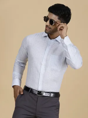 Light Blue Striped Regular Fit Formal Shirt | JadeBlue