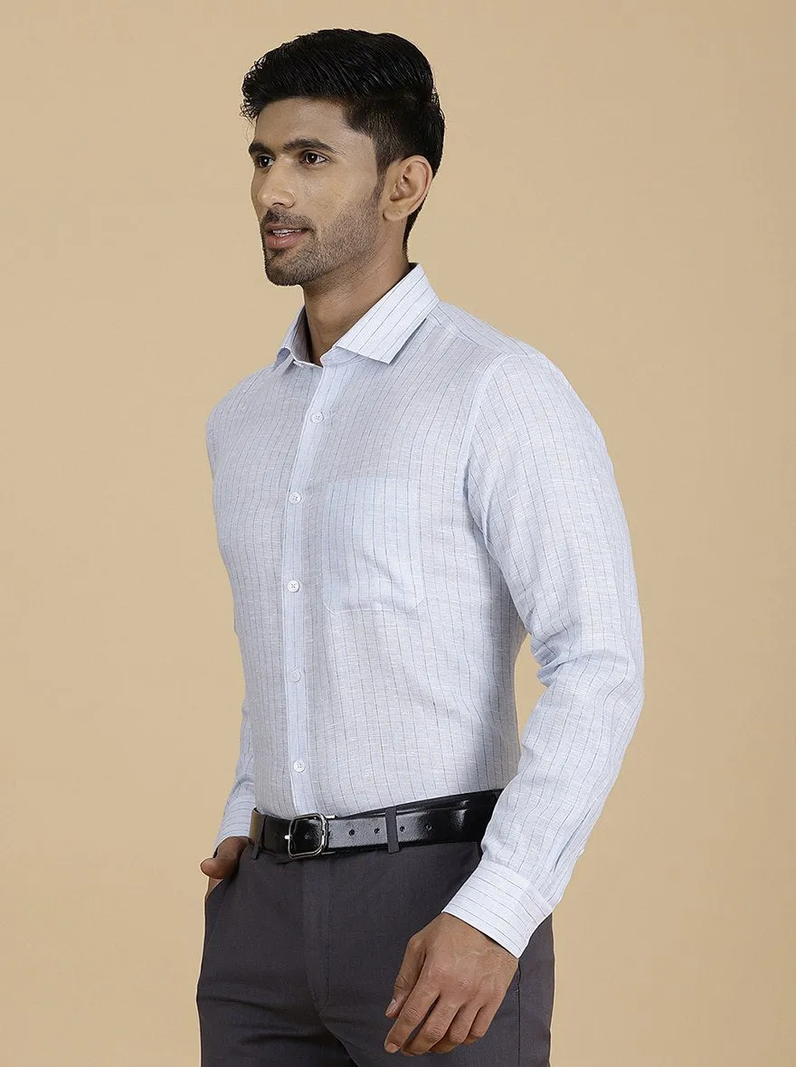 Light Blue Striped Regular Fit Formal Shirt | JadeBlue