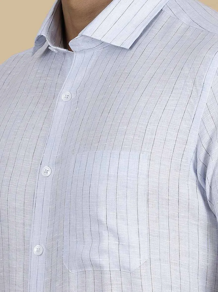 Light Blue Striped Regular Fit Formal Shirt | JadeBlue