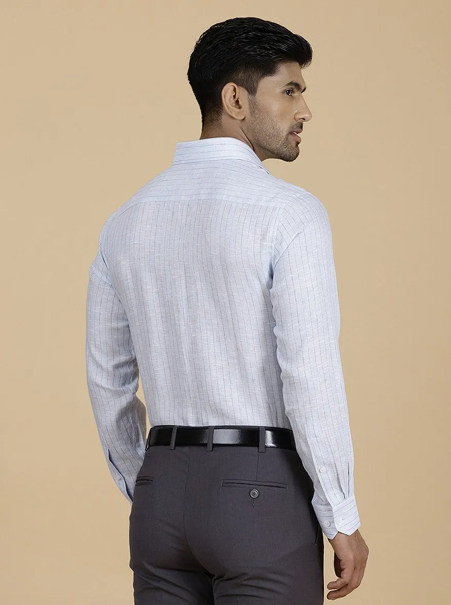Light Blue Striped Regular Fit Formal Shirt | JadeBlue