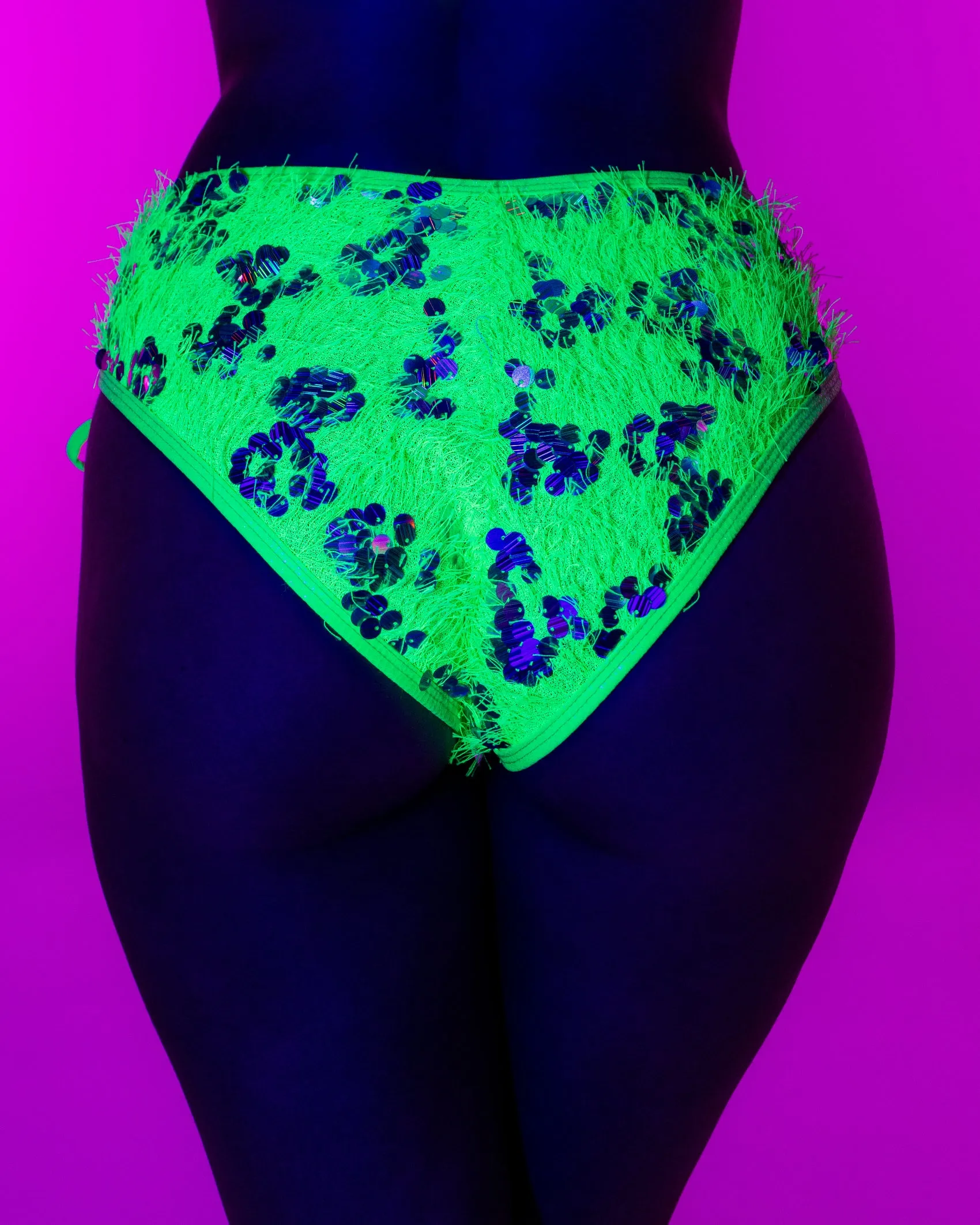 Lime Laser Shaggy Lace-Up Bottoms
