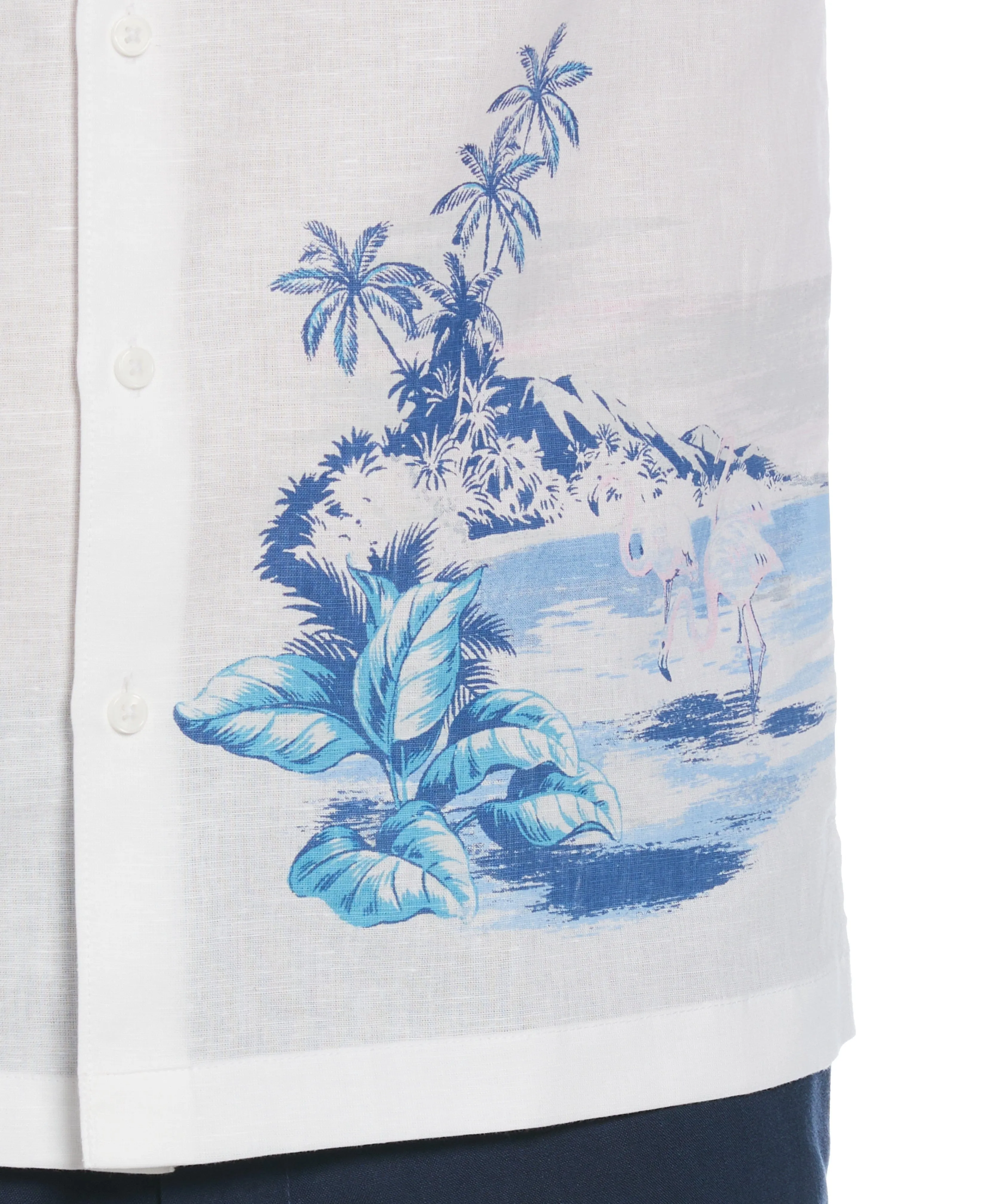 Linen Blend Flamingo Print Shirt