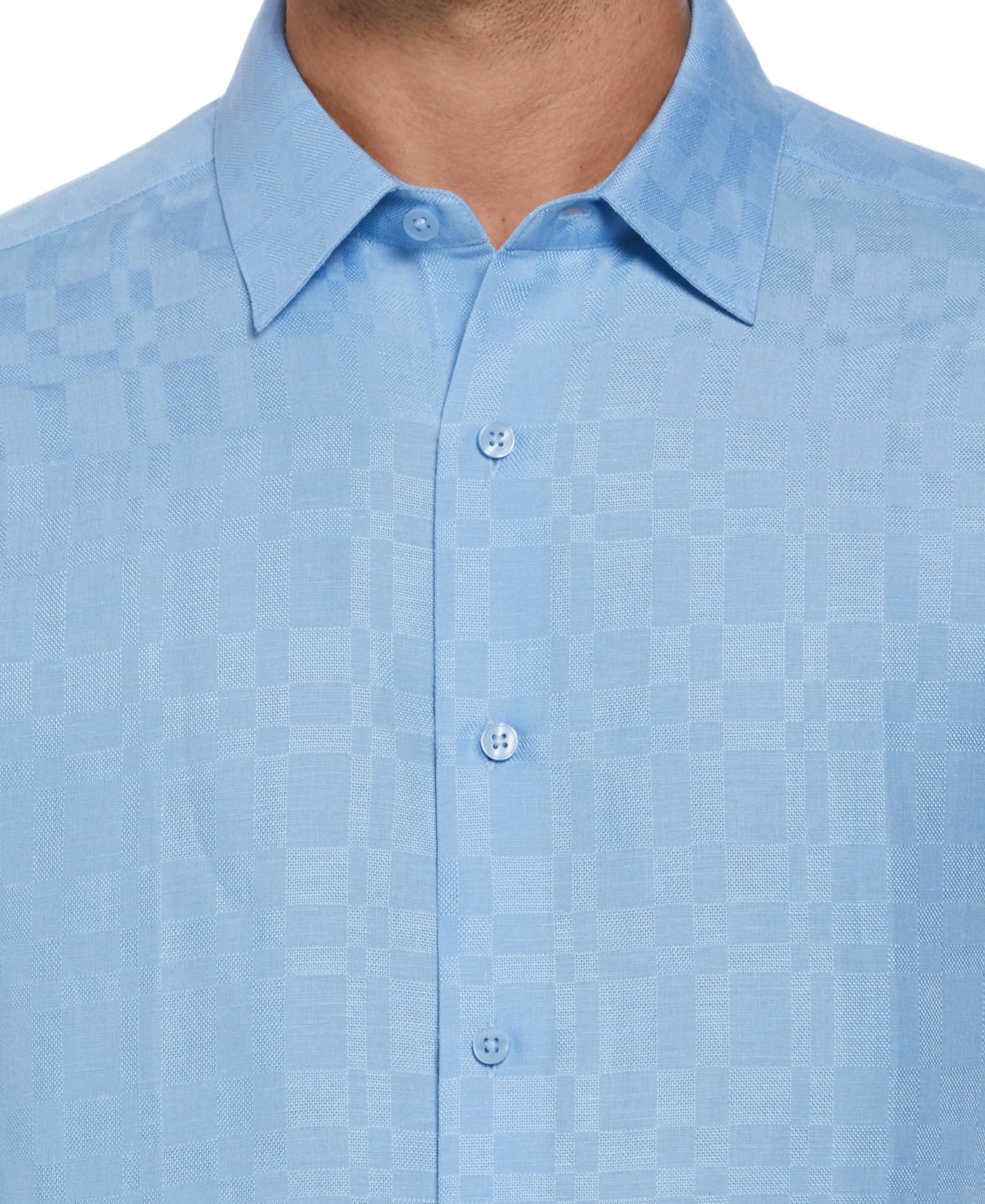 Linen Blend Plaid Dobby Shirt
