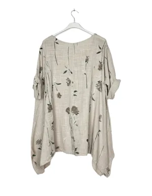 Linen Blouse Floral Pattern