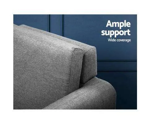 Lounge Chair Armchair with Ottoman Tub Accent Sofa Linen Fabric Grey