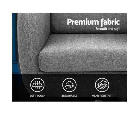 Lounge Chair Armchair with Ottoman Tub Accent Sofa Linen Fabric Grey