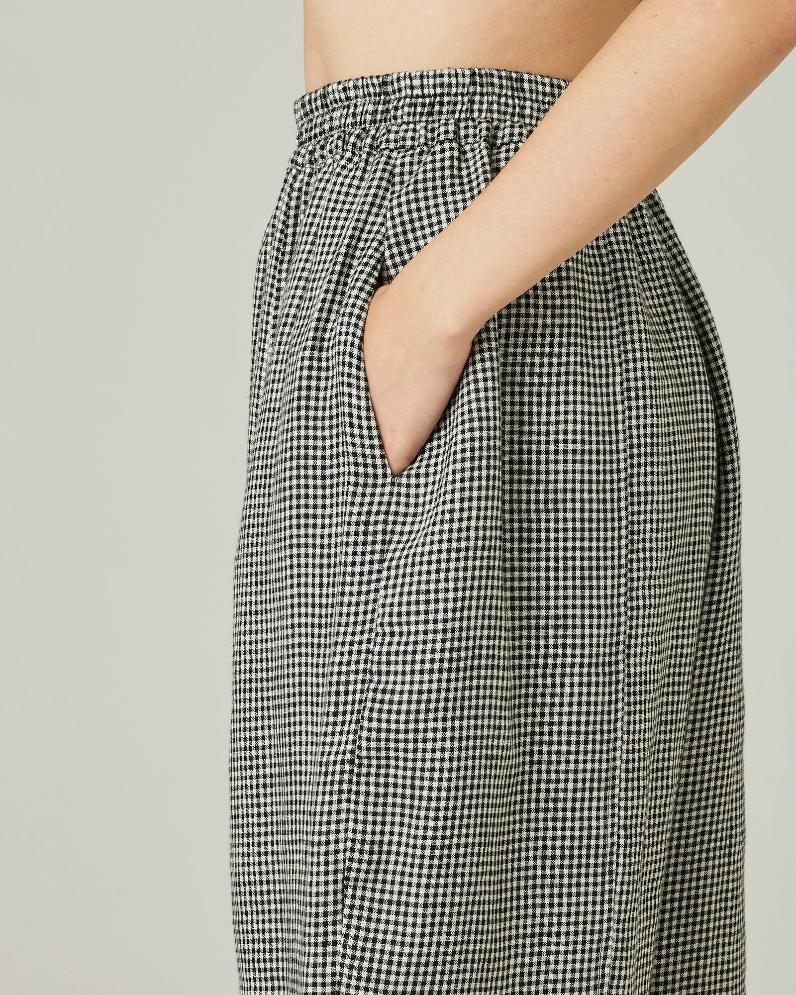 Mabel Black & Stone Micro Gingham Linen Trousers