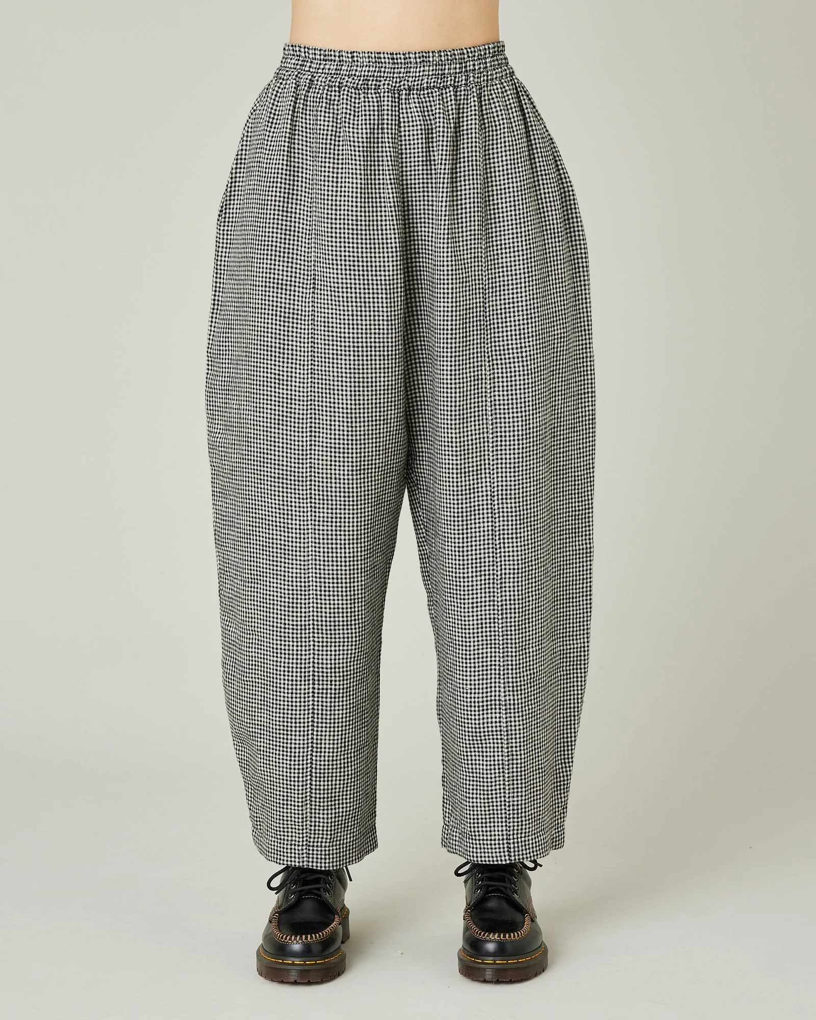 Mabel Black & Stone Micro Gingham Linen Trousers