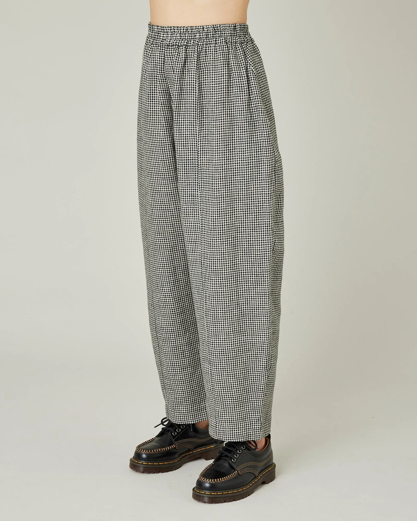 Mabel Black & Stone Micro Gingham Linen Trousers