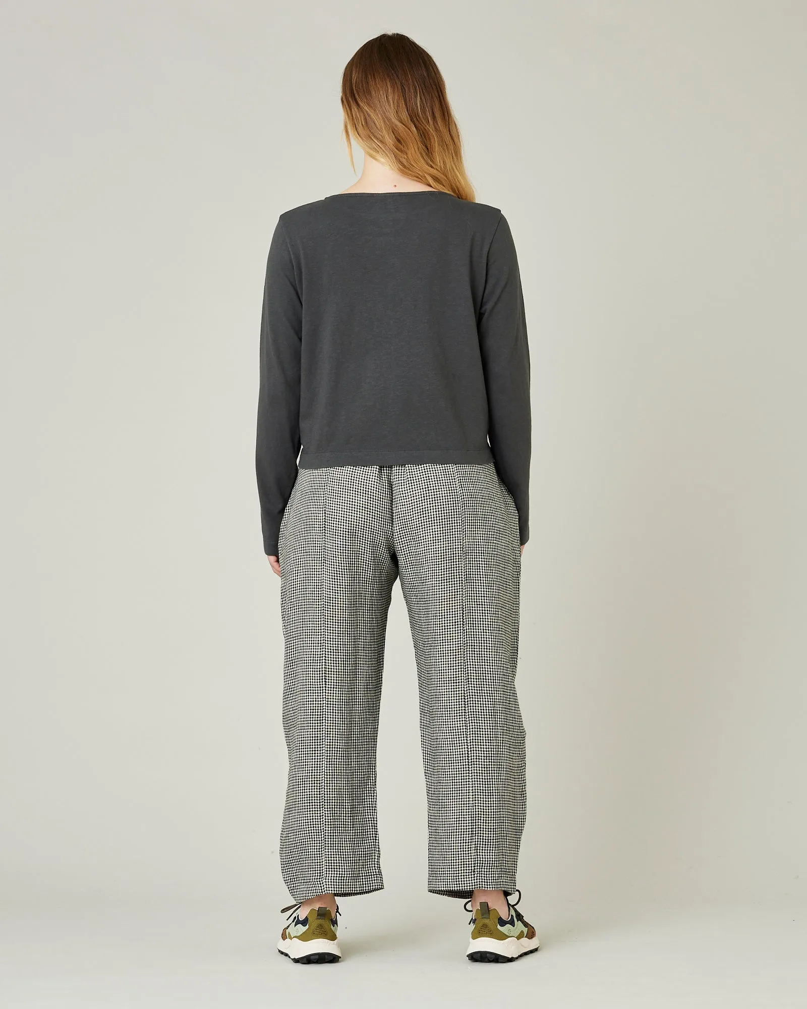 Mabel Black & Stone Micro Gingham Linen Trousers