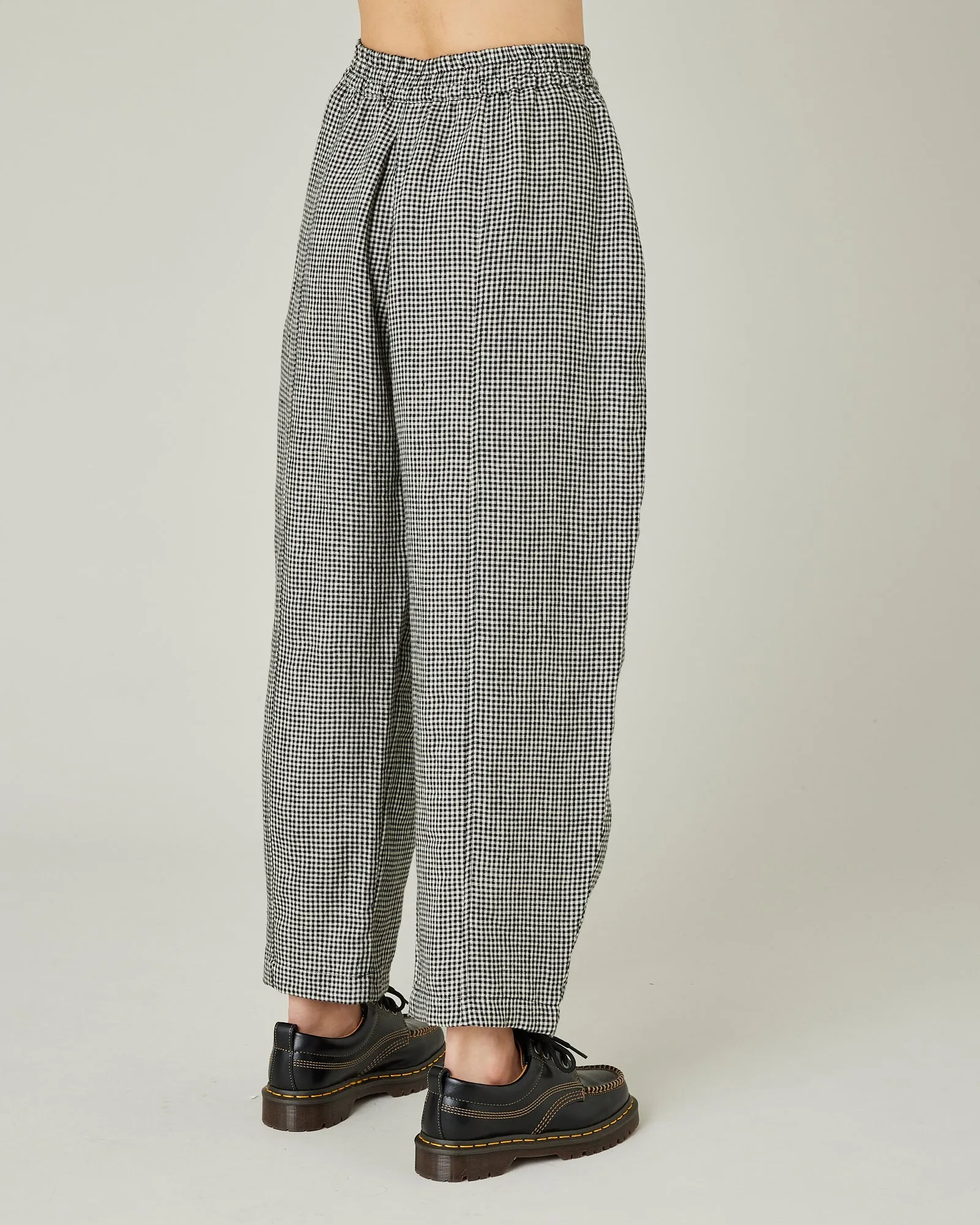 Mabel Black & Stone Micro Gingham Linen Trousers