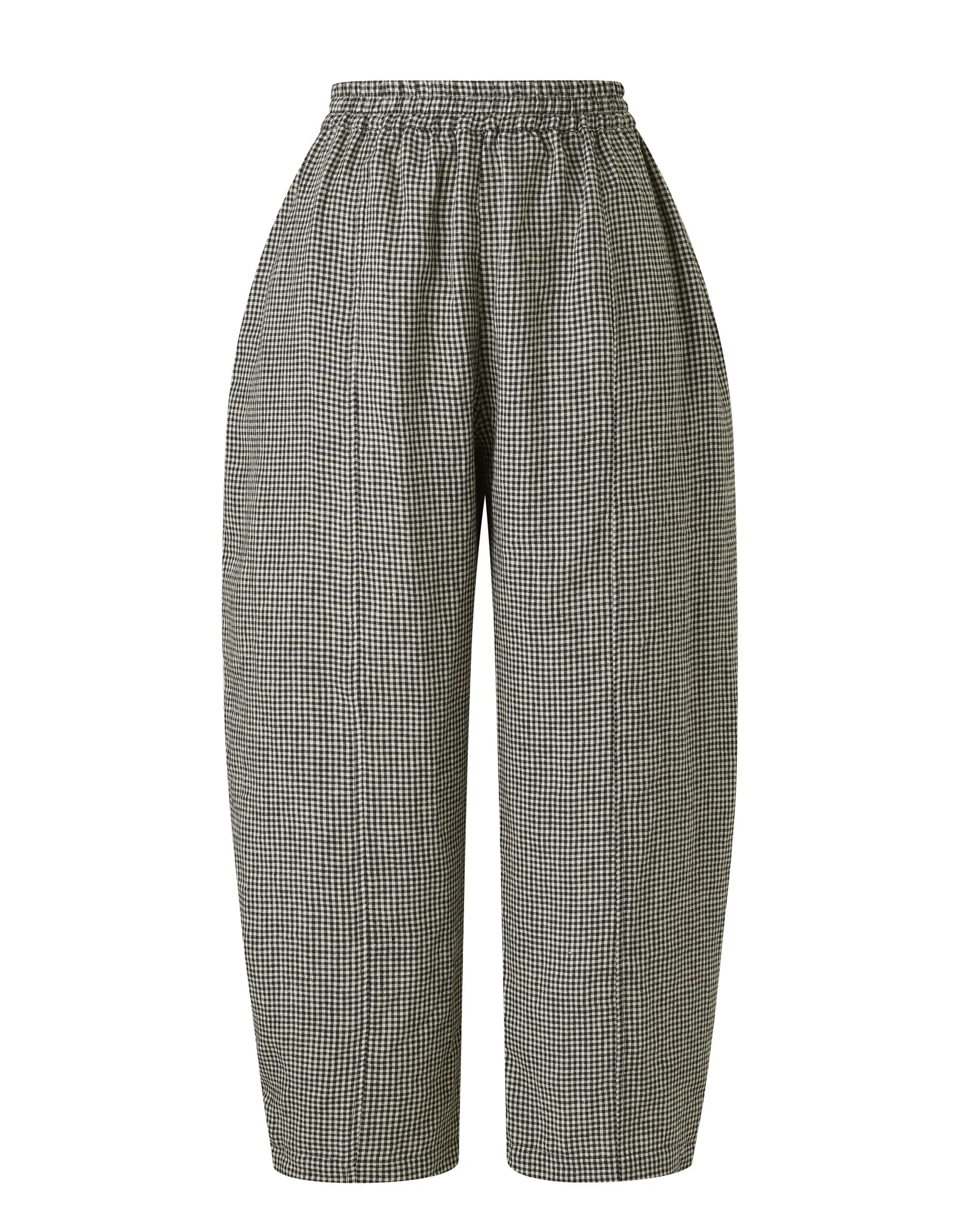 Mabel Black & Stone Micro Gingham Linen Trousers