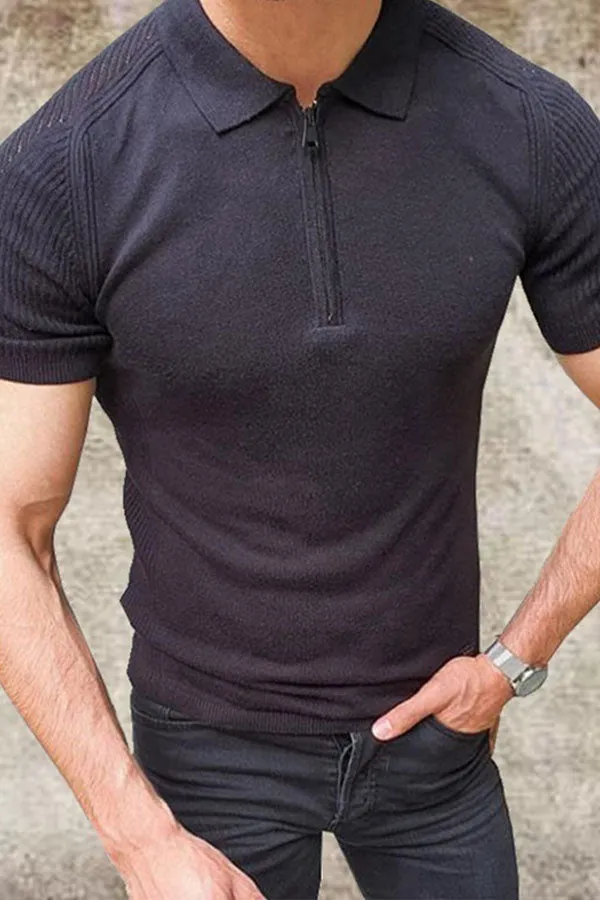Men Simple Design Solid Color POLO Shirt