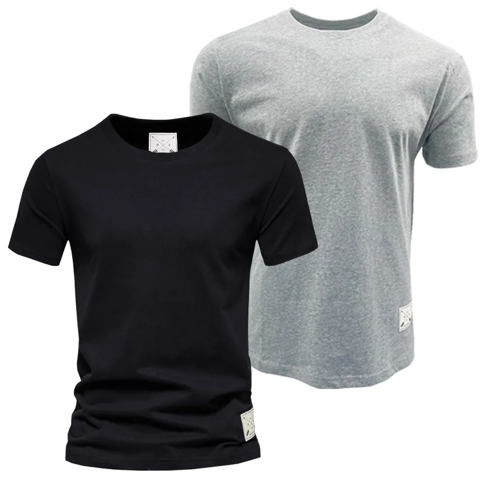 Men's 2 Pack Premium Crew Neck T-Shirts - Black / Grey