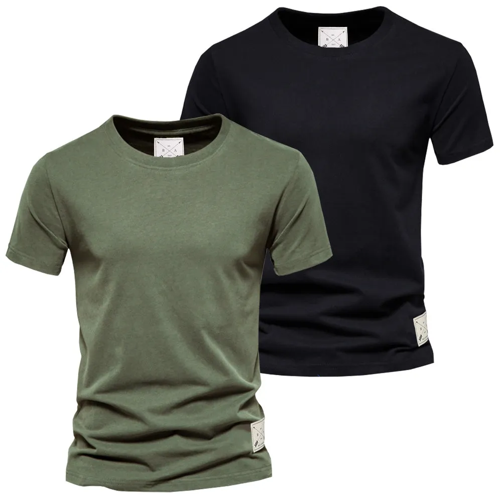 Men's 2 Pack Premium Crew Neck T-Shirts - Black / Grey