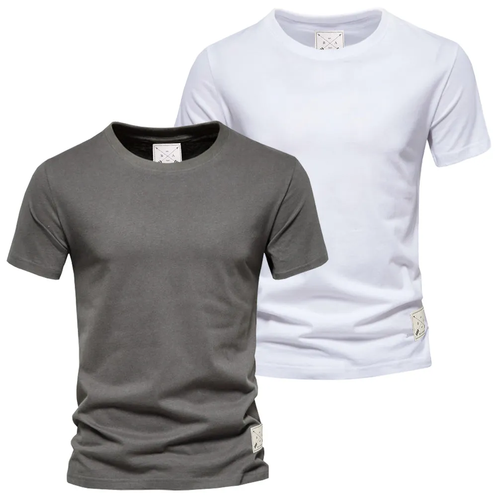 Men's 2 Pack Premium Crew Neck T-Shirts - Black / Grey