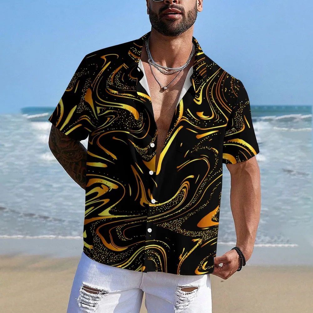 Men's Abstract Pattern 3D Print Short Sleeve Shirts 2411004340