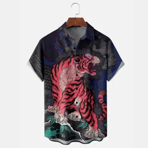 Men's Animal Majestic Asian Tiger Short Sleeve Shirt