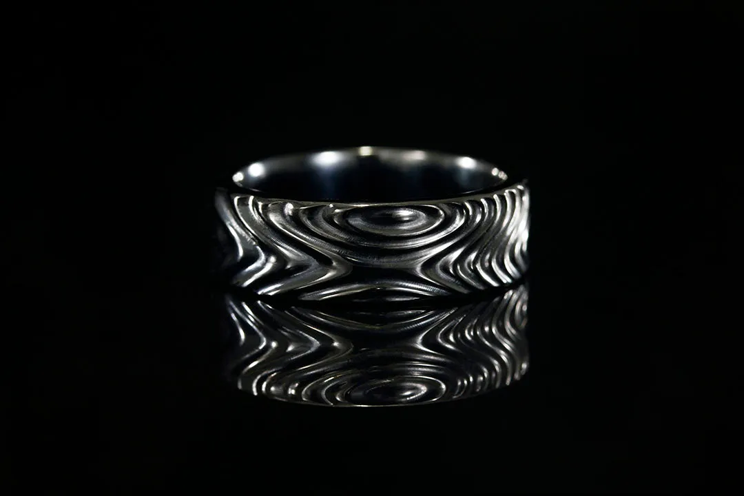 MEN'S BLACK TITANIUM WATER RIPPLE RING
