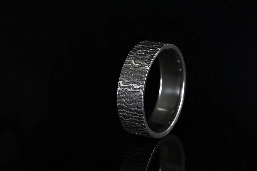 MEN'S BLACK ZIRCONIUM TREE BARK RING