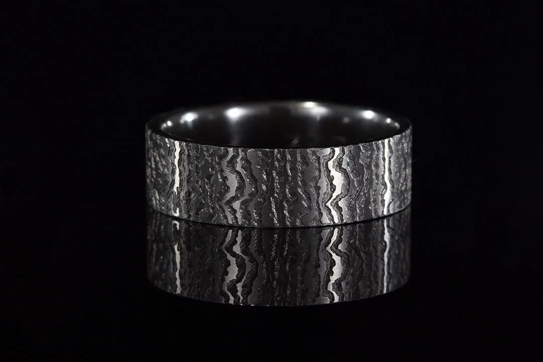 MEN'S BLACK ZIRCONIUM TREE BARK RING