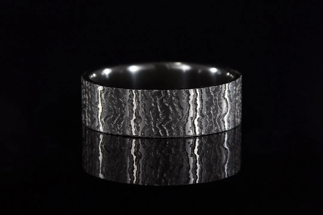 MEN'S BLACK ZIRCONIUM TREE BARK RING