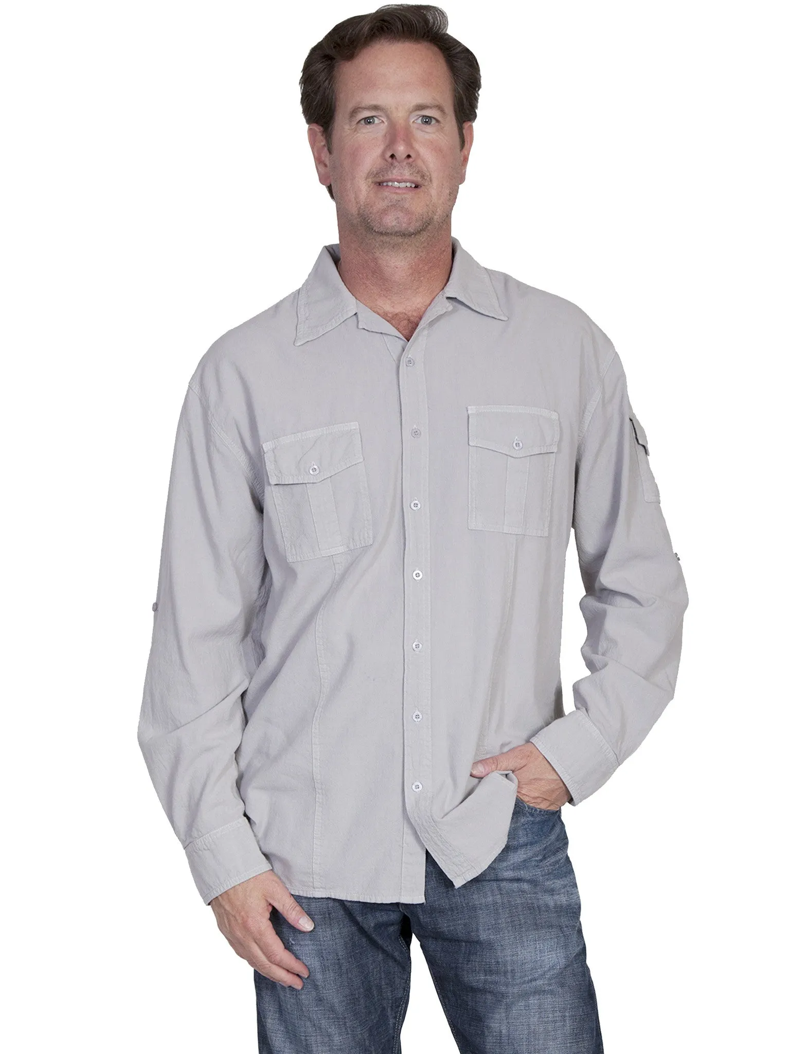 Men's Cantina Cotton Collection: Roll Up Sleeve and Point Collar