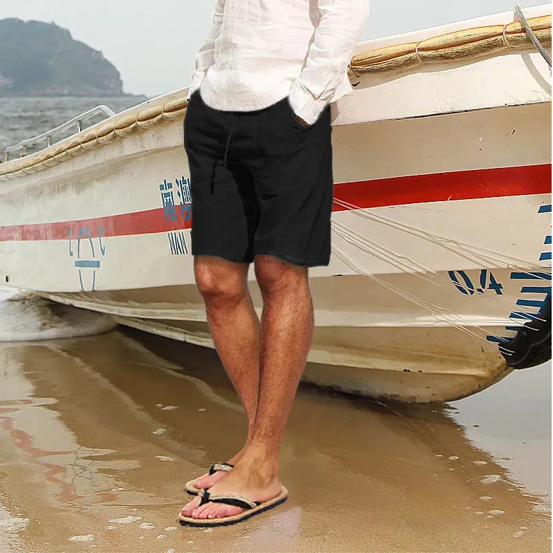 Men's Casual Cotton And Linen Multi-Pocket Shorts
