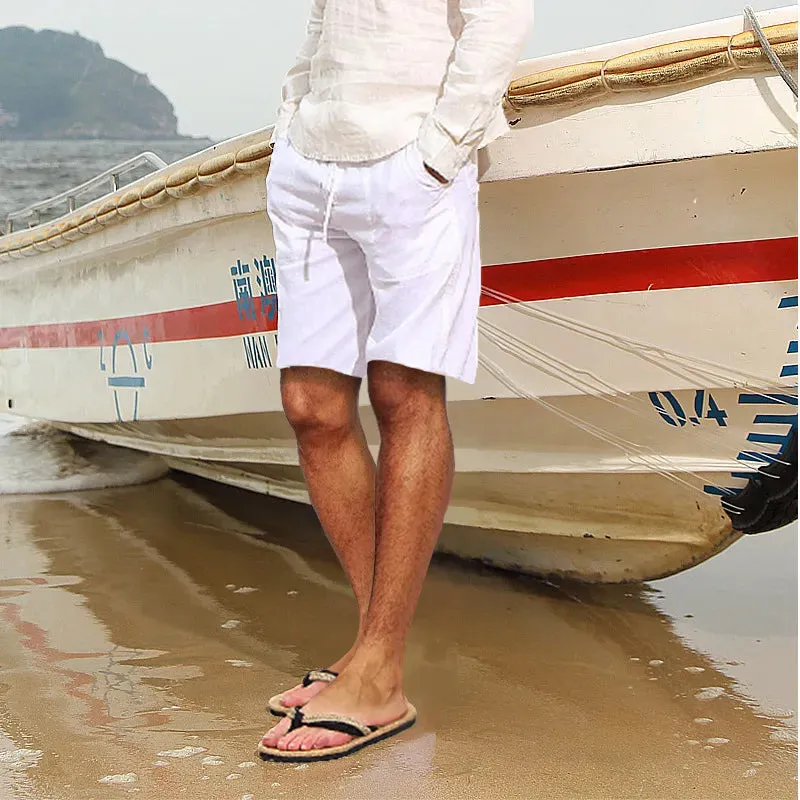 Men's Casual Cotton And Linen Multi-Pocket Shorts