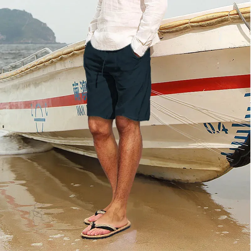 Men's Casual Cotton And Linen Multi-Pocket Shorts