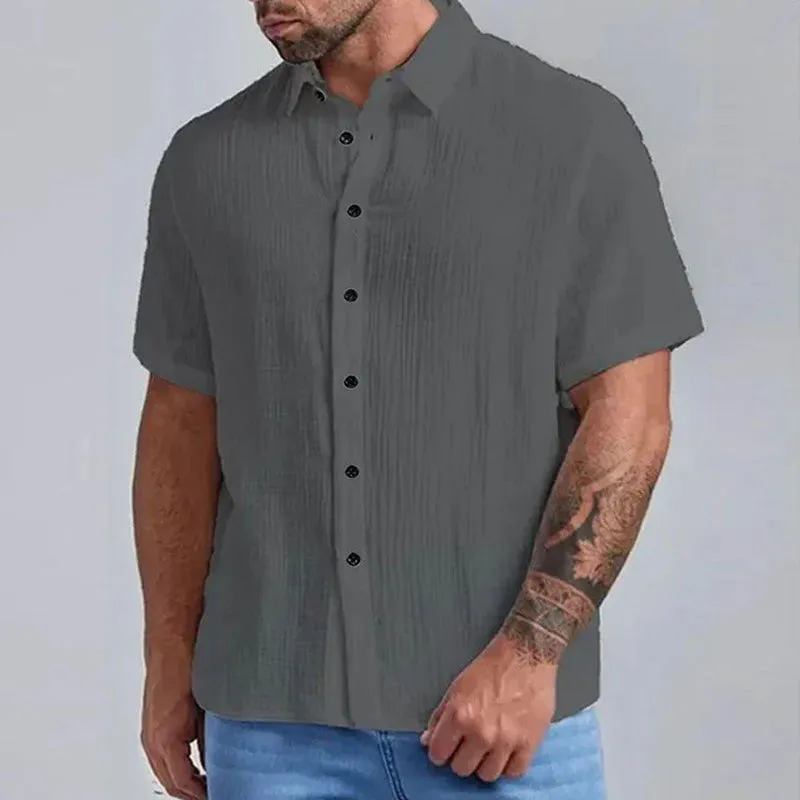 Men's Casual Solid Color Short Sleeve Shirt