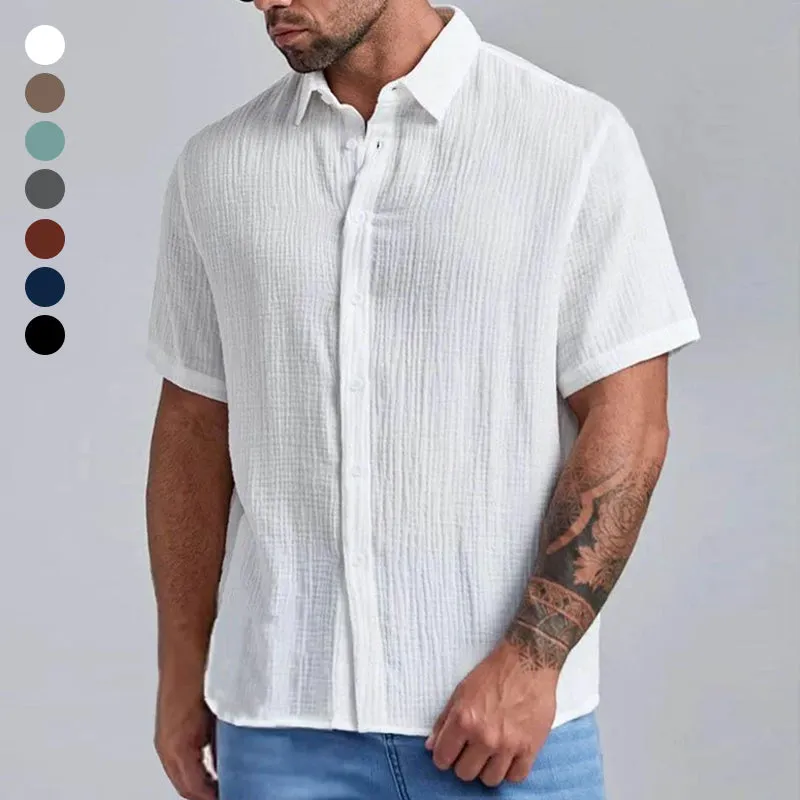 Men's Casual Solid Color Short Sleeve Shirt