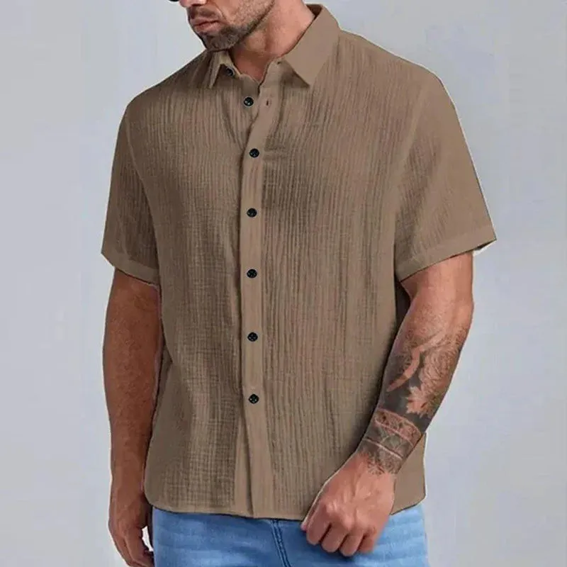Men's Casual Solid Color Short Sleeve Shirt