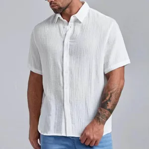 Men's Casual Solid Color Short Sleeve Shirt