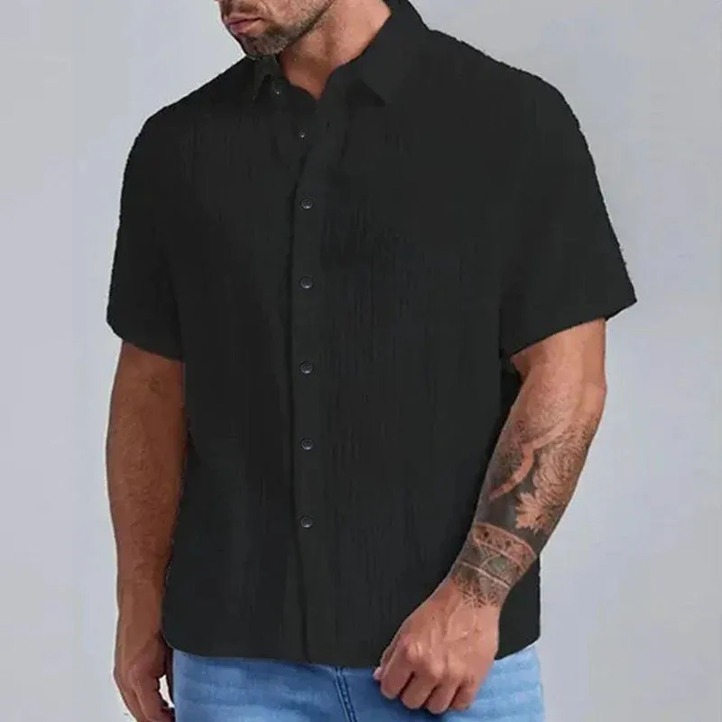 Men's Casual Solid Color Short Sleeve Shirt