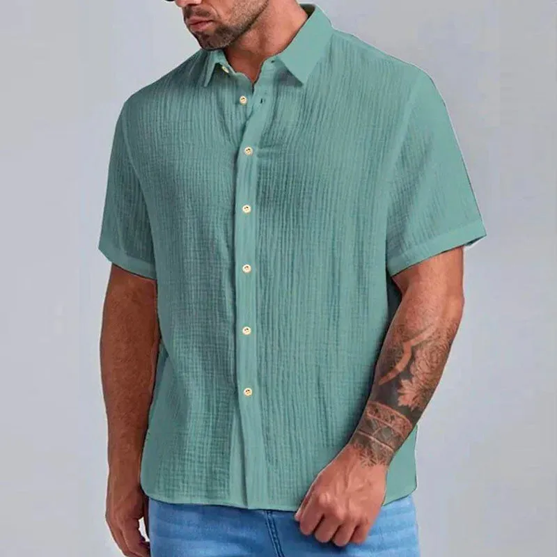 Men's Casual Solid Color Short Sleeve Shirt