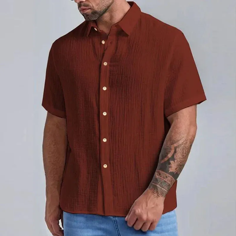 Men's Casual Solid Color Short Sleeve Shirt